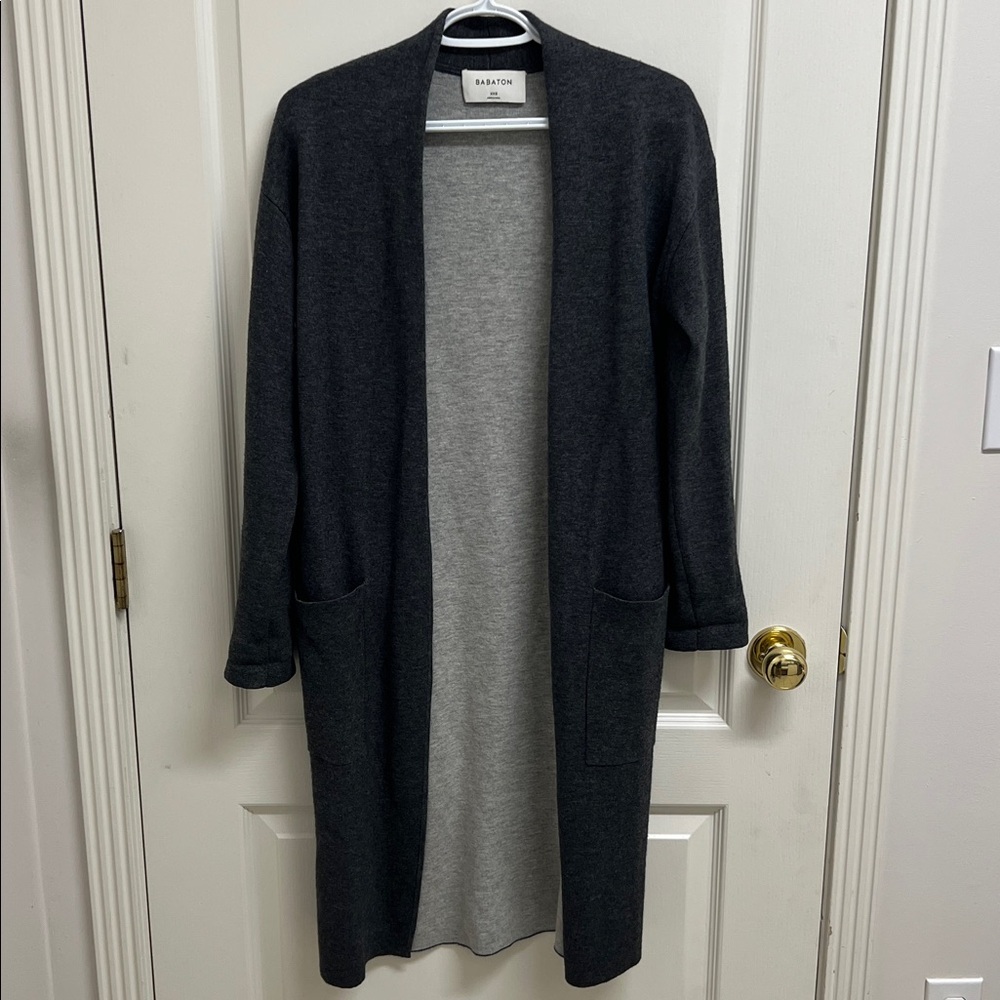 Aritzia Babaton Lance Wool Long Cardigan | Size XXS Dark Grey - Picture 4 of 9
